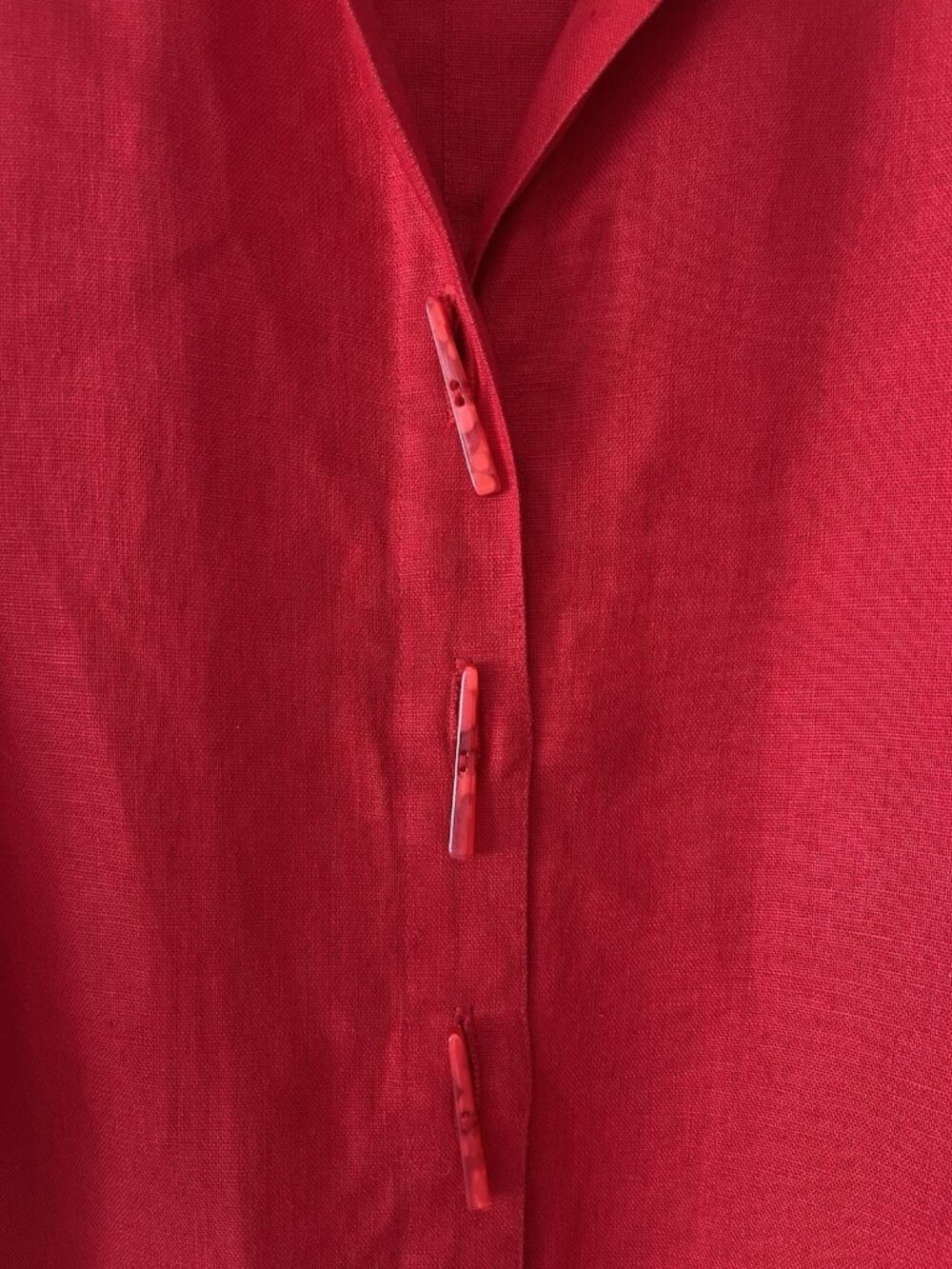 Courtney Washington 100% Linen Red Linen Top Size S Oversized Lagenlook NEW Art - Picture 3 of 10